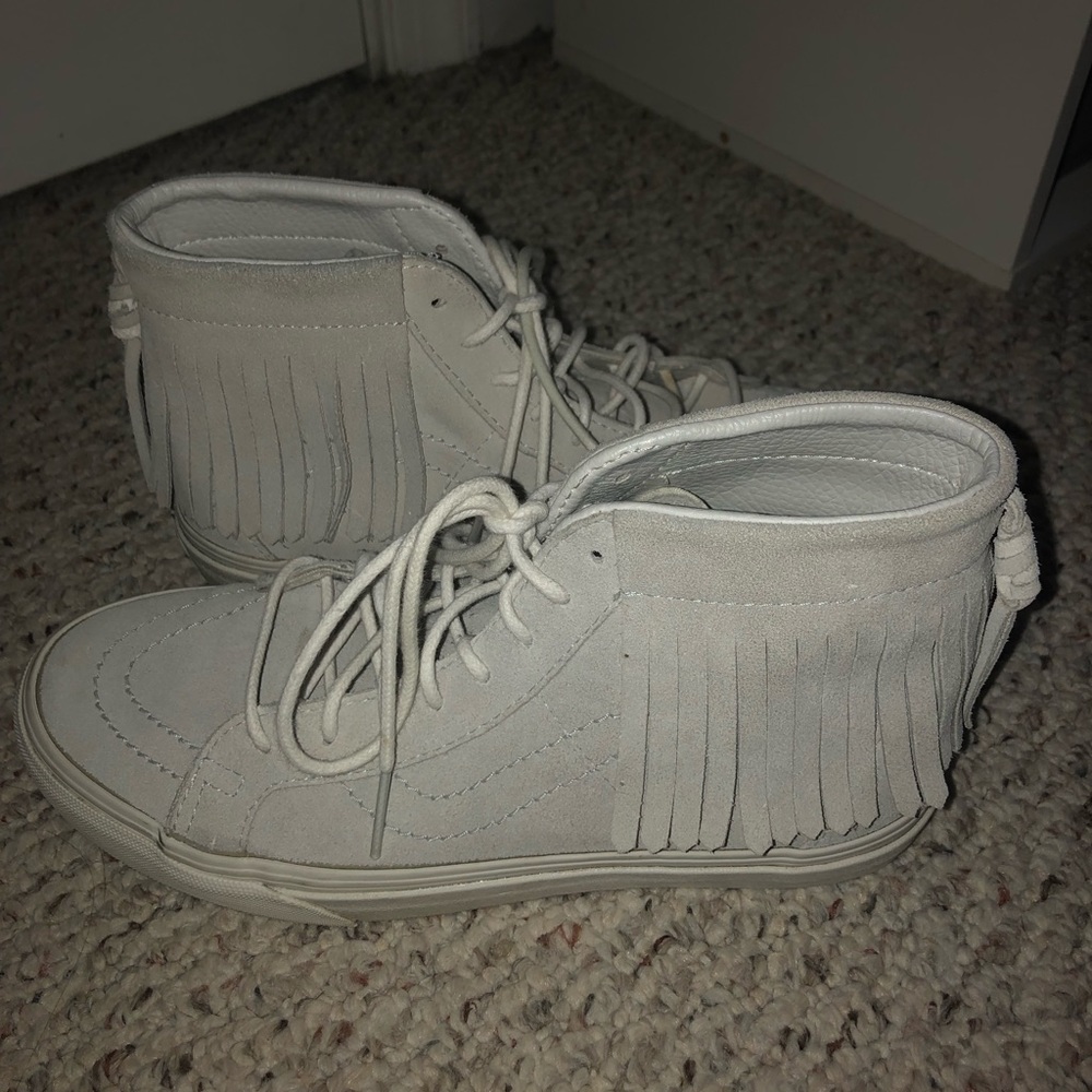 Gray High Top Fringe Vans